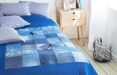 Turn your old jeans into a stunning bed spread