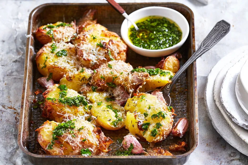 Smashed parmesan potatoes recipe Recipe | Better Homes & Gardens Australia
