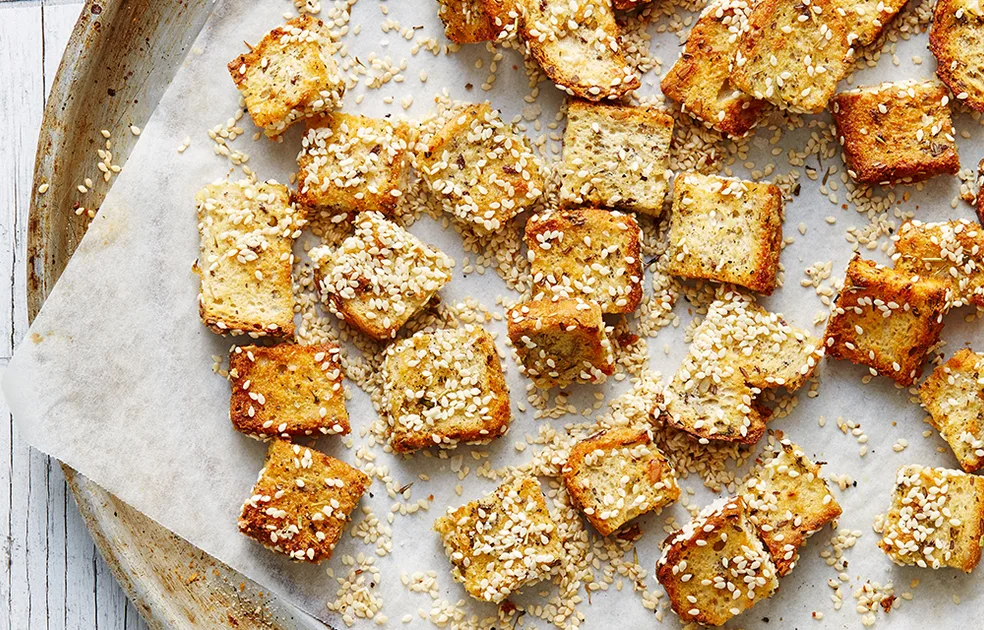 Gluten-free speckled herby croutons Recipe | Better Homes & Gardens Australia