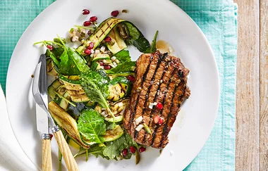 The ultimate marinated steak with barbecued zucchini