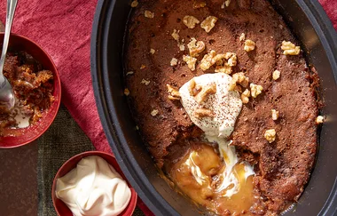 Self-saucing sticky date and banana pudding