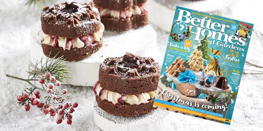 Mini chocolate fudge cakes with boysenberry cream cheese frosting - Better Homes & Gardens Australia