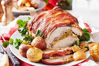 Panettone, brie and sage-stuffed pork loin