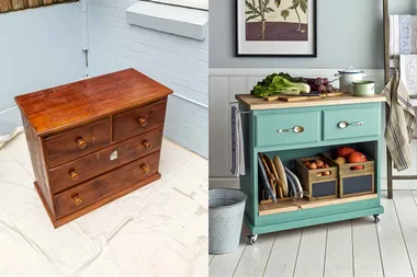 How to upcycle an old dresser into a kitchen island bench