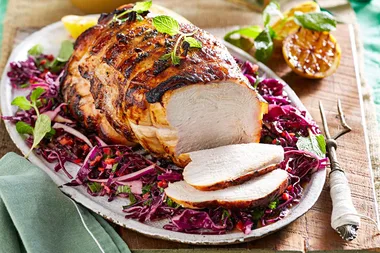 Grilled buttermilk turkey with herbed yoghurt sauce