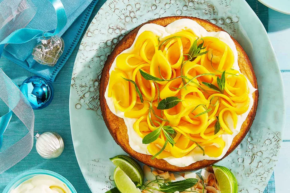 Flourless mojito cake with mango crown recipe Recipe - Better Homes & Gardens Australia