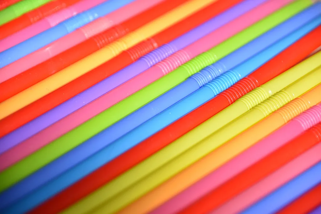 Coloured plastic straws