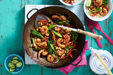 Chilli lime prawn and cashew stir-fry