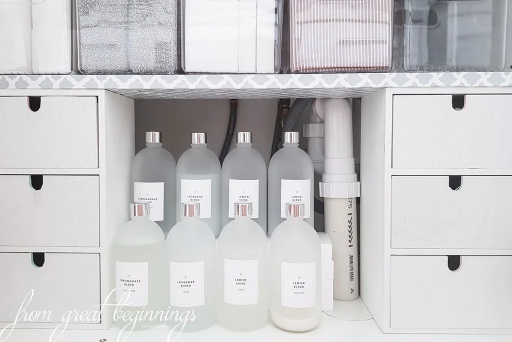Iryna Federico's under-the-sink storage.