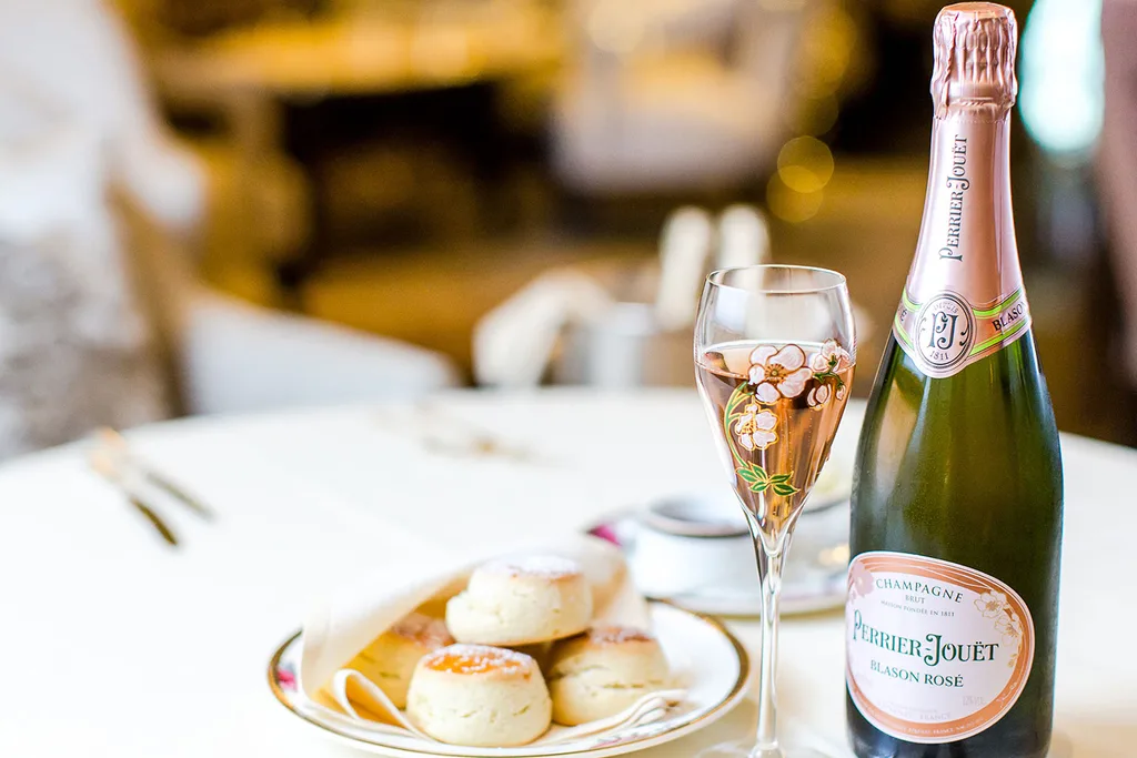 Afternoon tea at the Langham London with Perrier-Jouet Blason Rose NV champagne