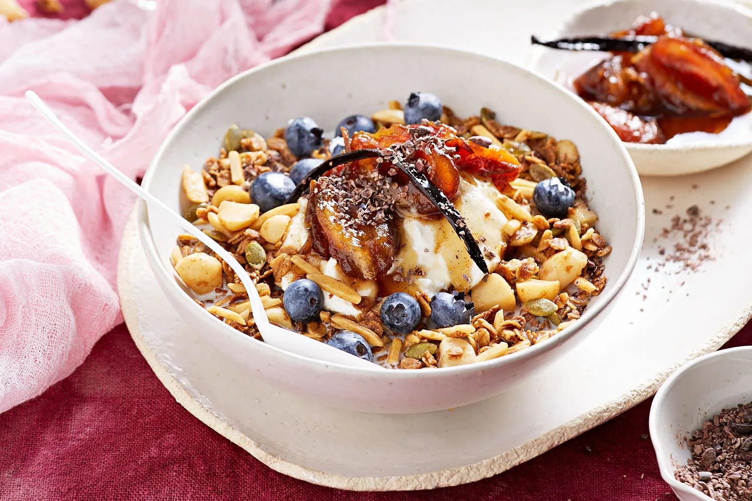 Coffee granola bowl with vanilla dates