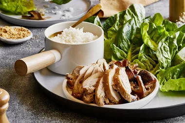Chicken and shiitake lettuce cups