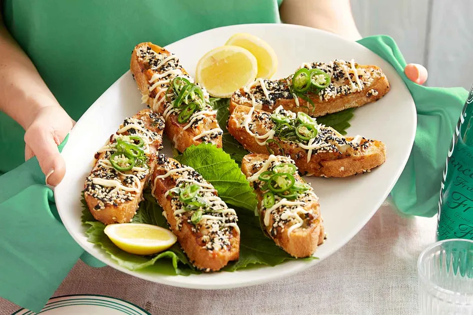 Giant prawn toast with black sesame and shiso Recipe - Better Homes & Gardens Australia