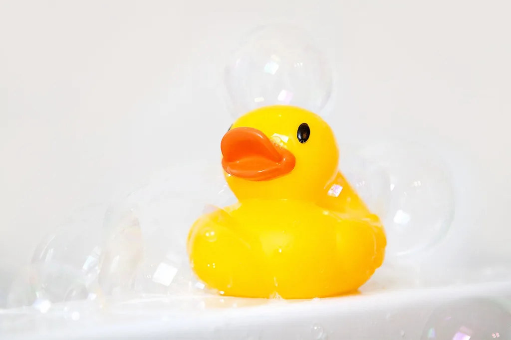Rubber duckie in bath
