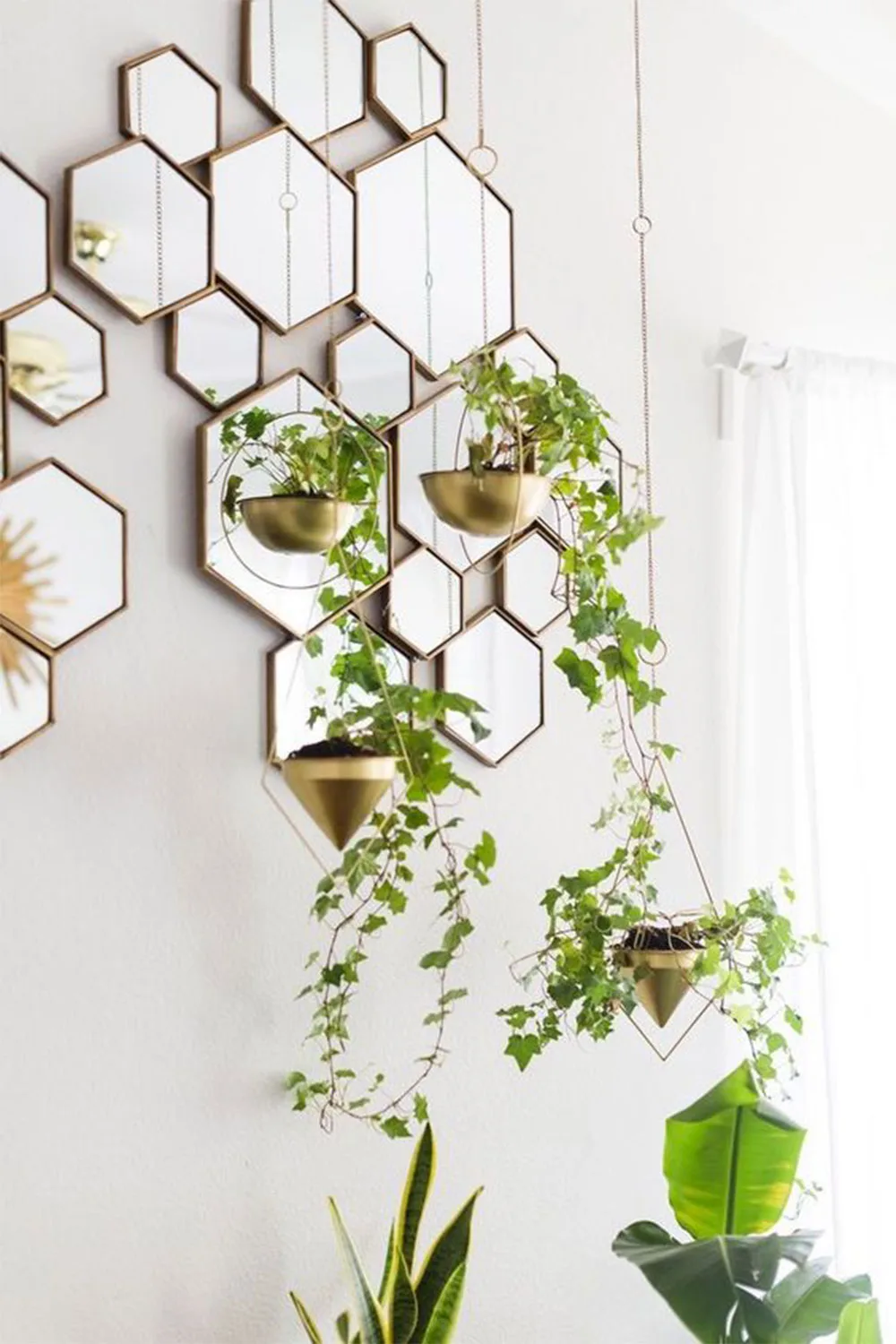 Hexagon mirror wall