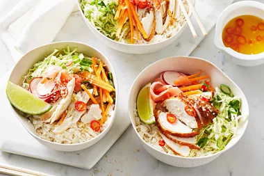 Rice bowl with ginger dressing