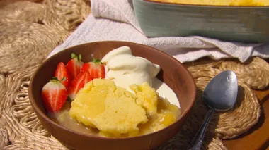 Lemon and lime self-saucing pudding