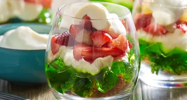 Strawberry and lime cheesecake in a glass