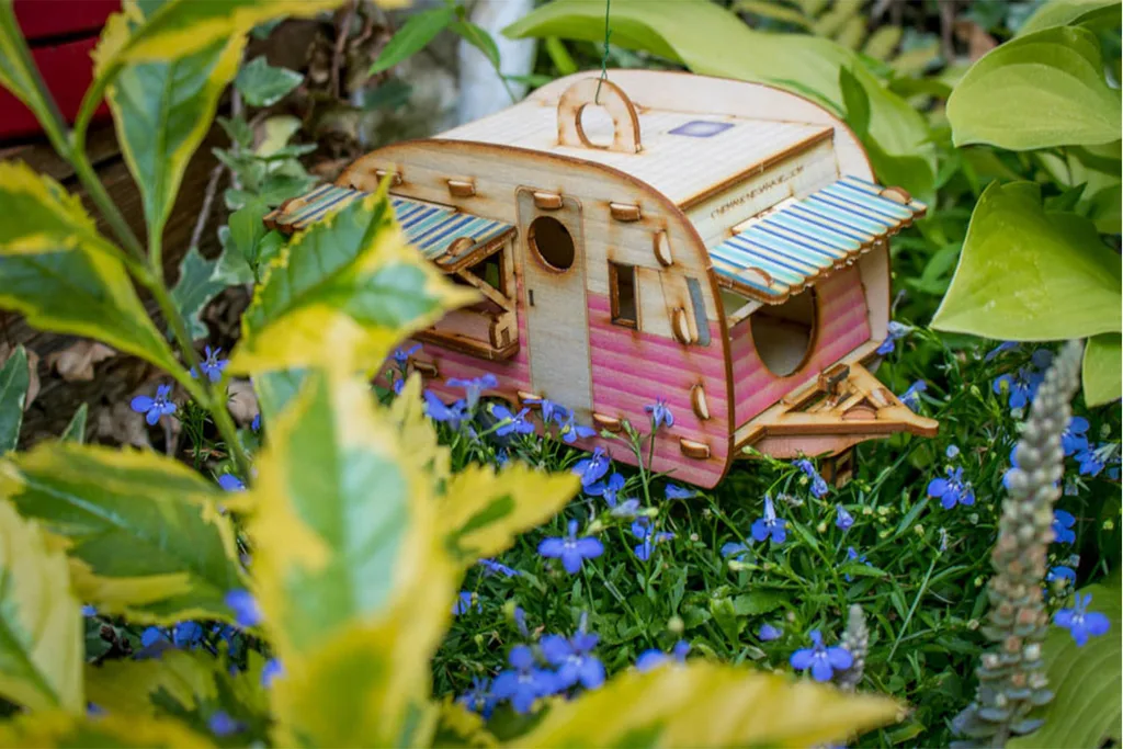 Vintage caravan bird house