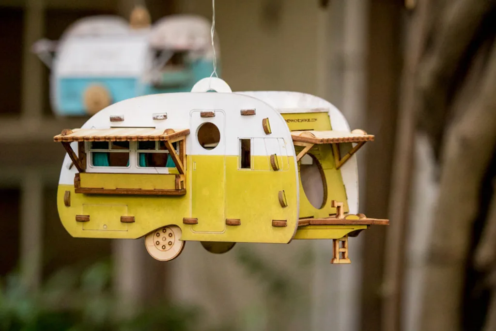 Vintage caravan bird house