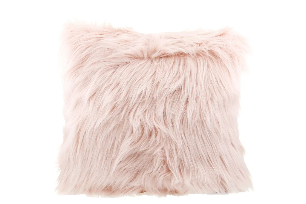 Big W faux fur pink cushion