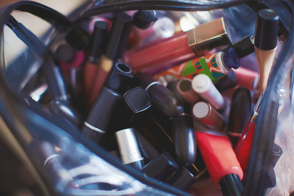 Messy makeup bag
