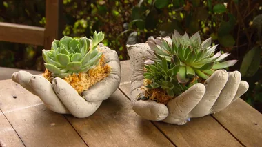 Concrete hand planters