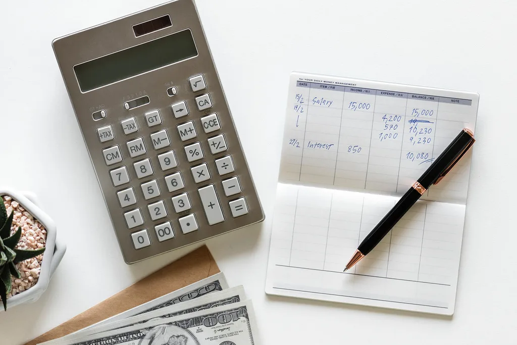calculator and budget book