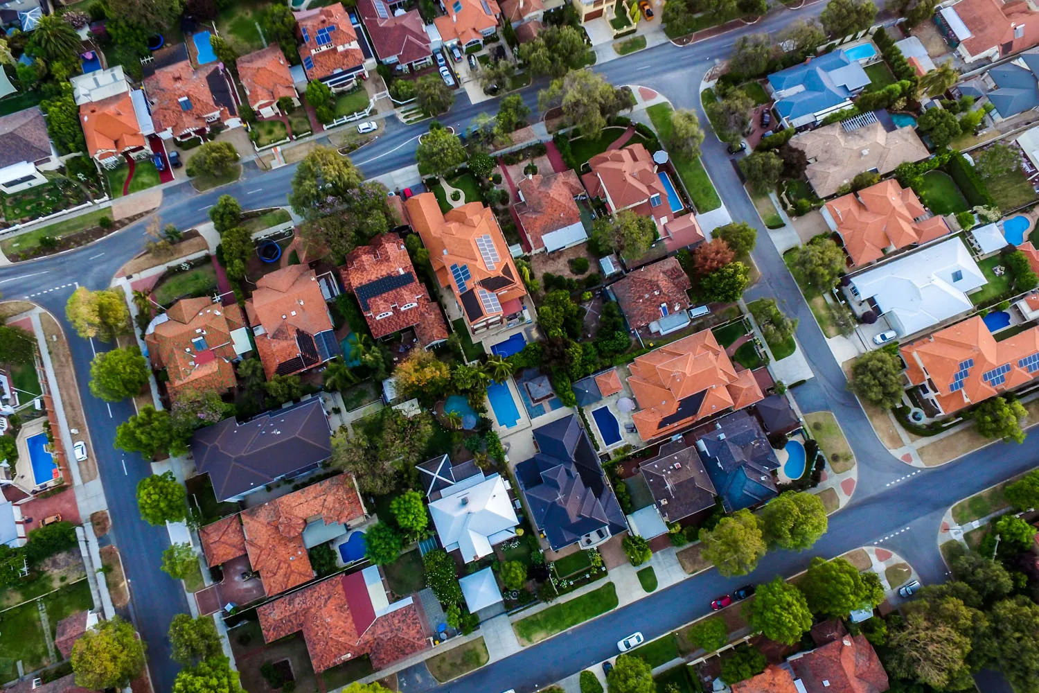 aerial view of australian housing
