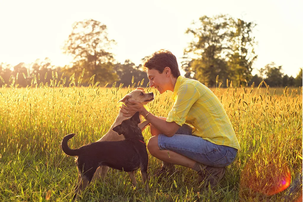 Woman and two dogs