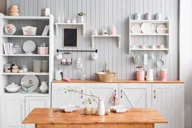 Kitchen with open shelving