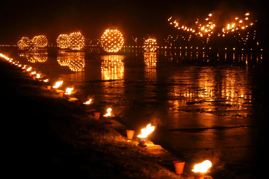 fire art installation on water
