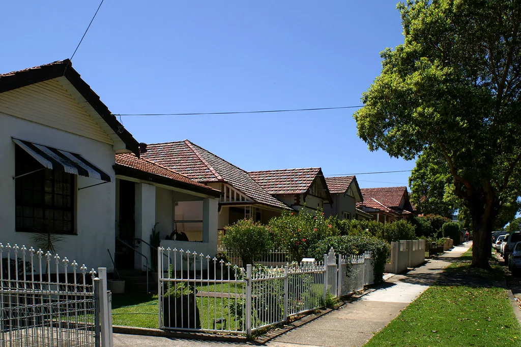 street footpath with line on houses