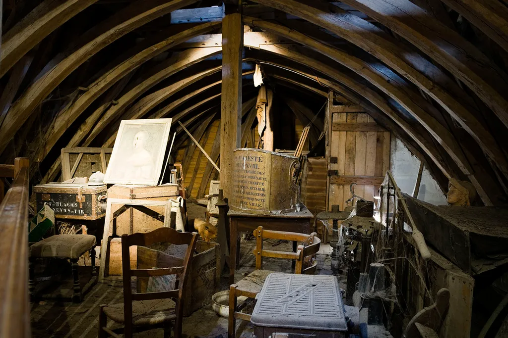 Attic filled with antique vintage items