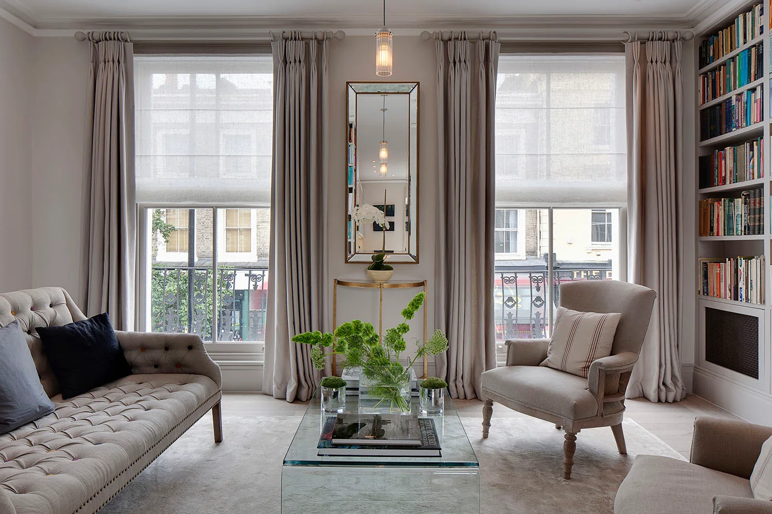 two large windows in living room