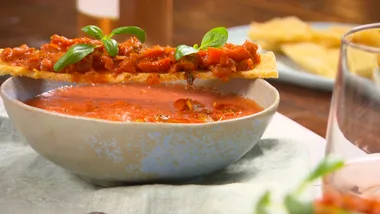 Gazpacho with Tomatoes Three Ways