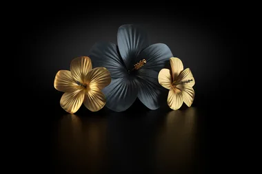 Funeral flowers in black and gold