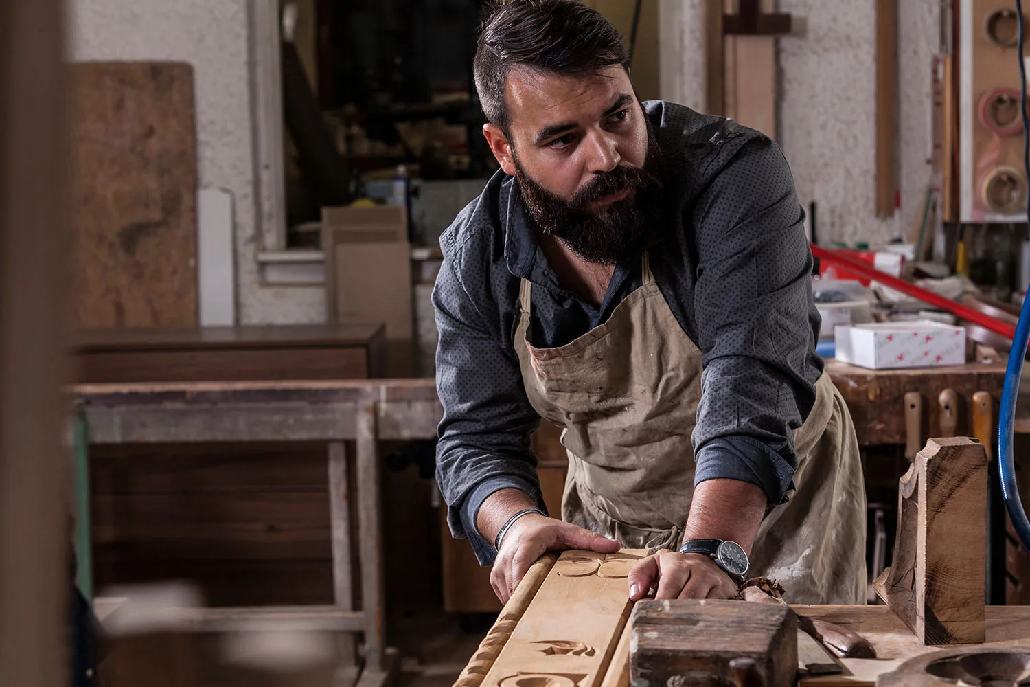 man working with timber carpenter