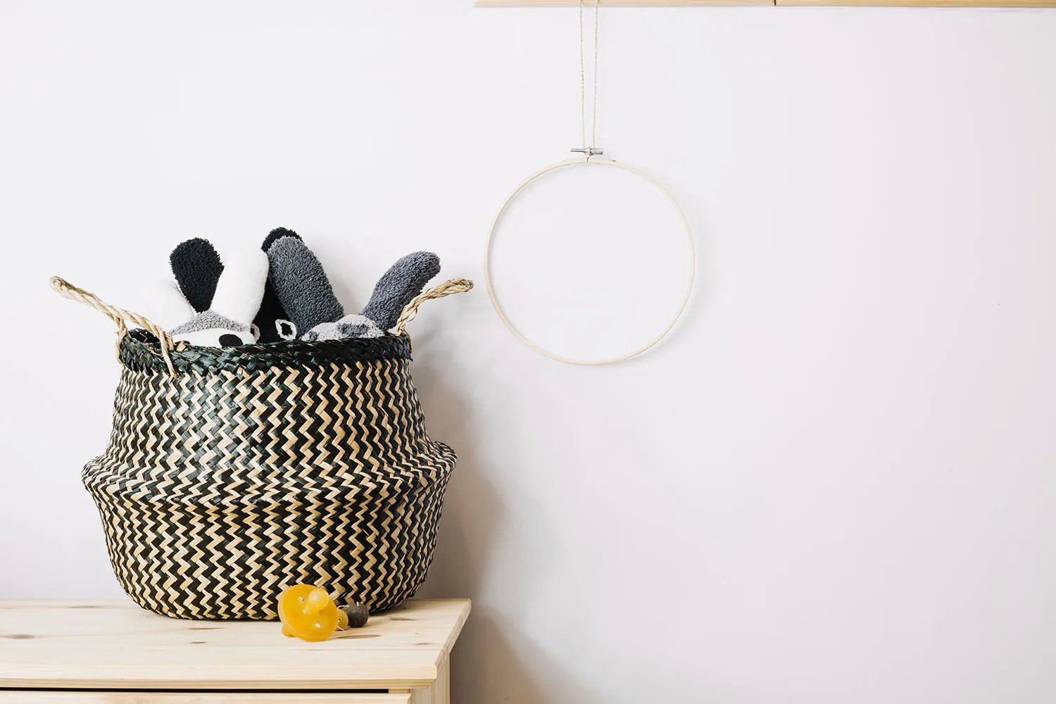 basket on shelf