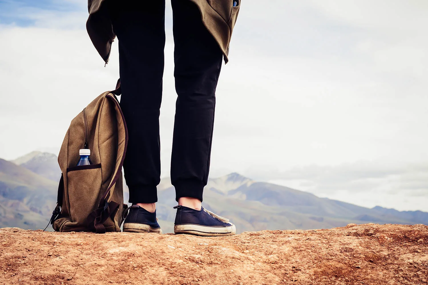 feet with back pack
