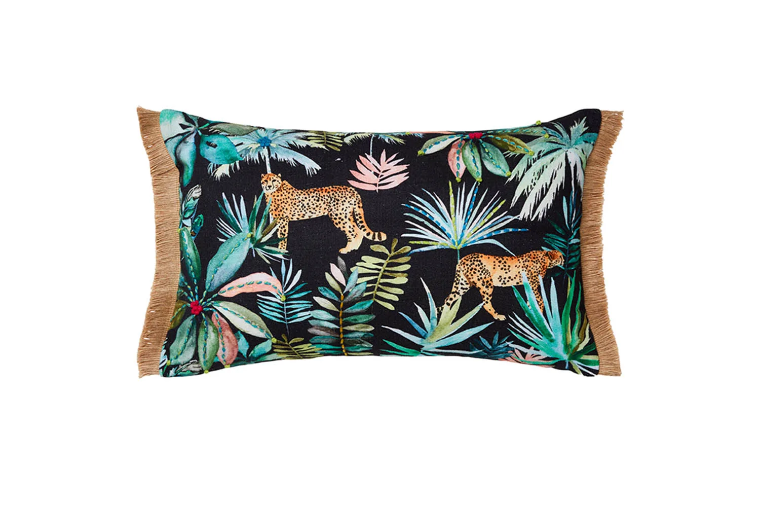 cushion long tropical jungle print