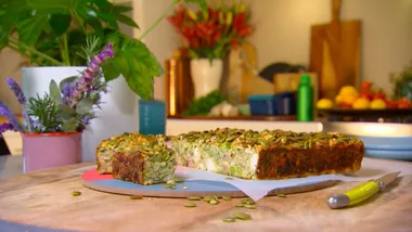 Zucchini, Pea and Feta Slice