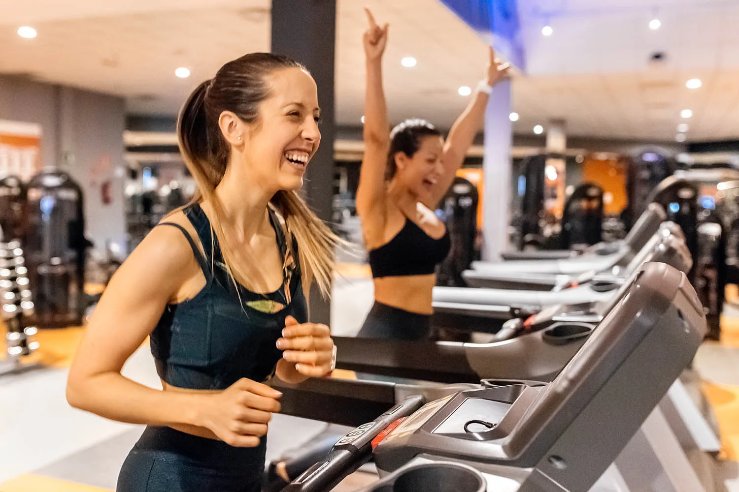 girls running on treadmills