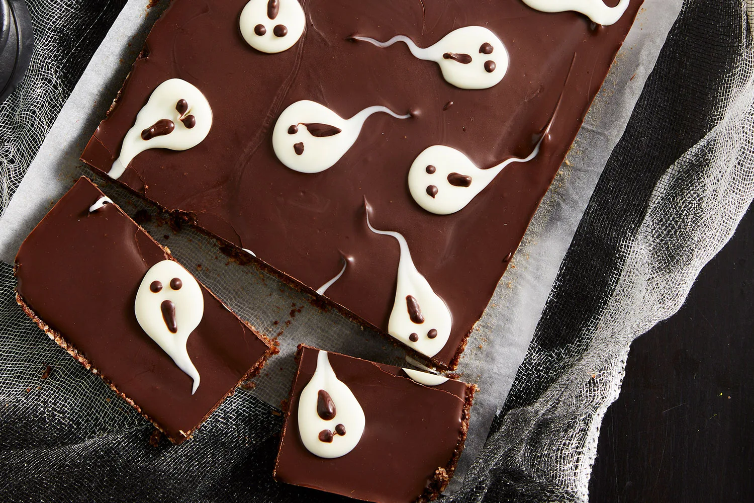 Spooky chocolate ghost slice