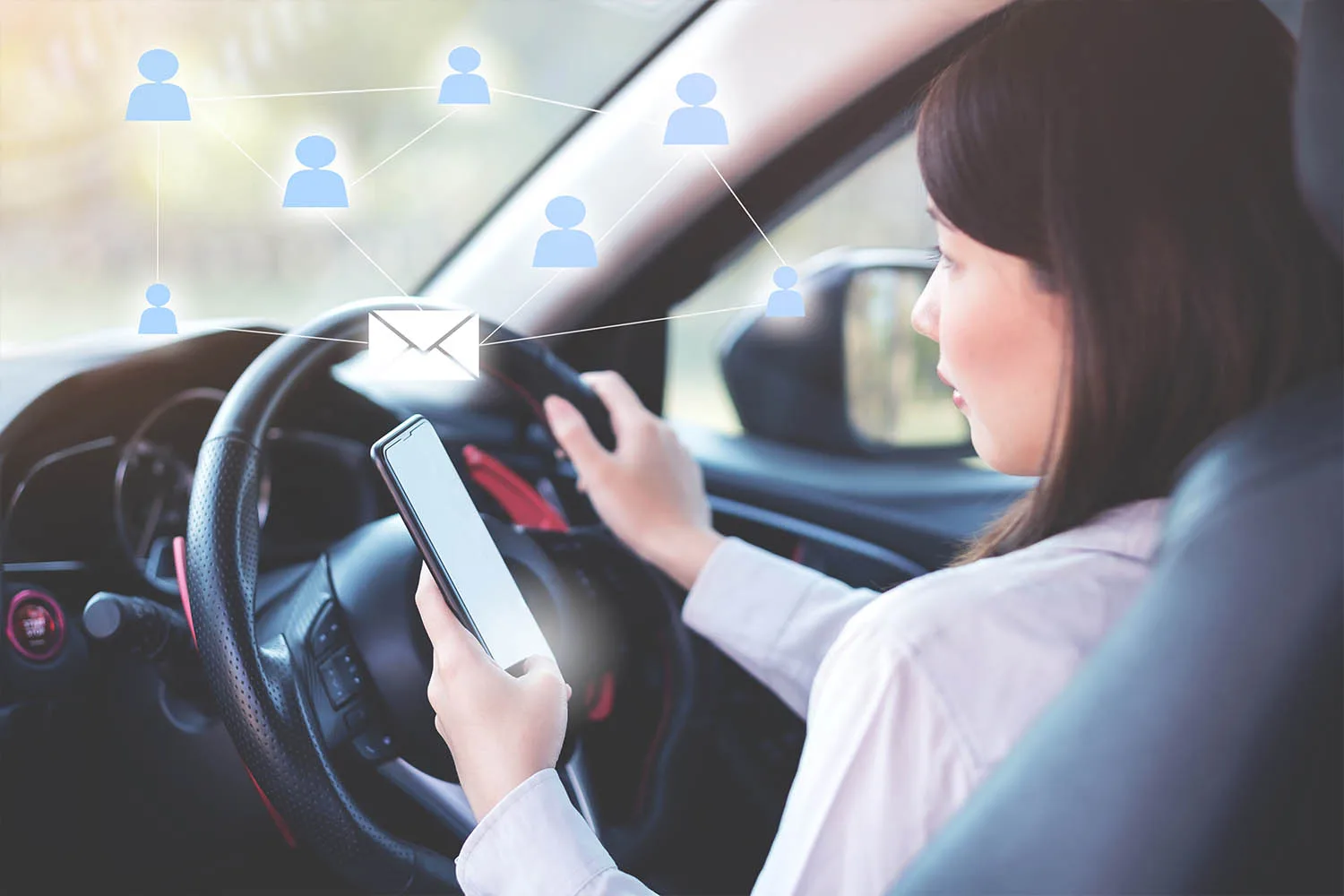 woman driving car