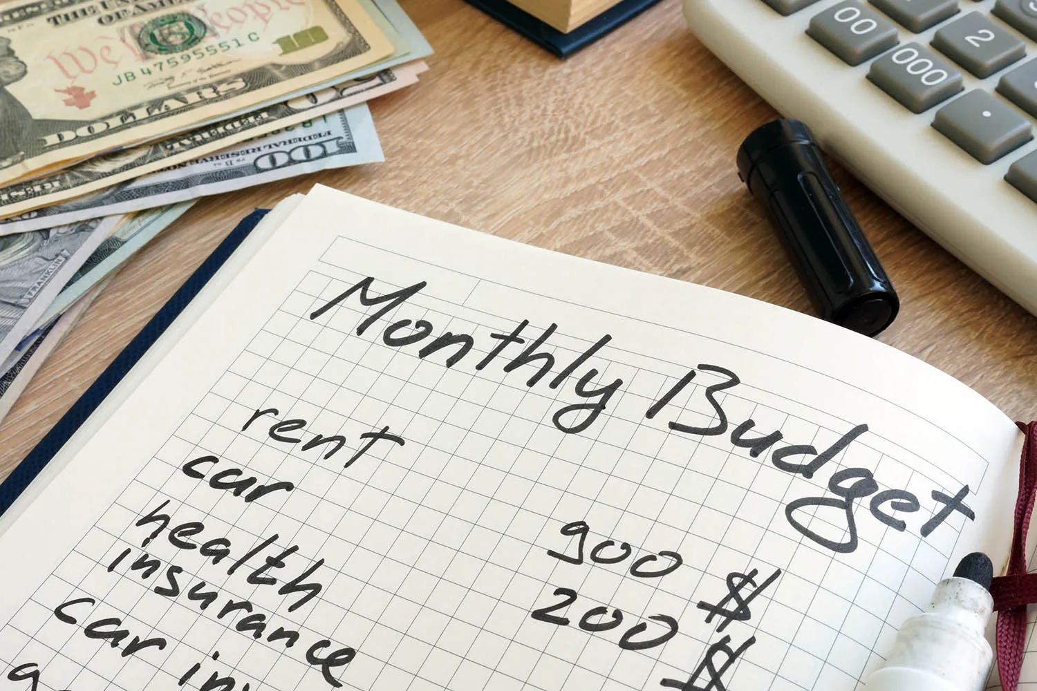 savings budget on notebook