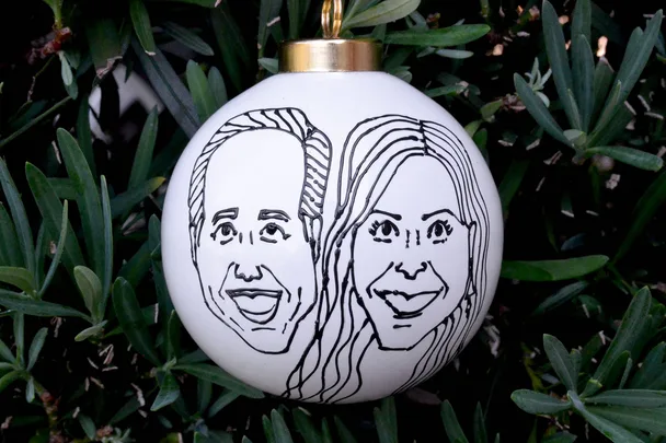 Personalised couple portrait Christmas decoration