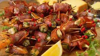 Salami wrapped antipasti