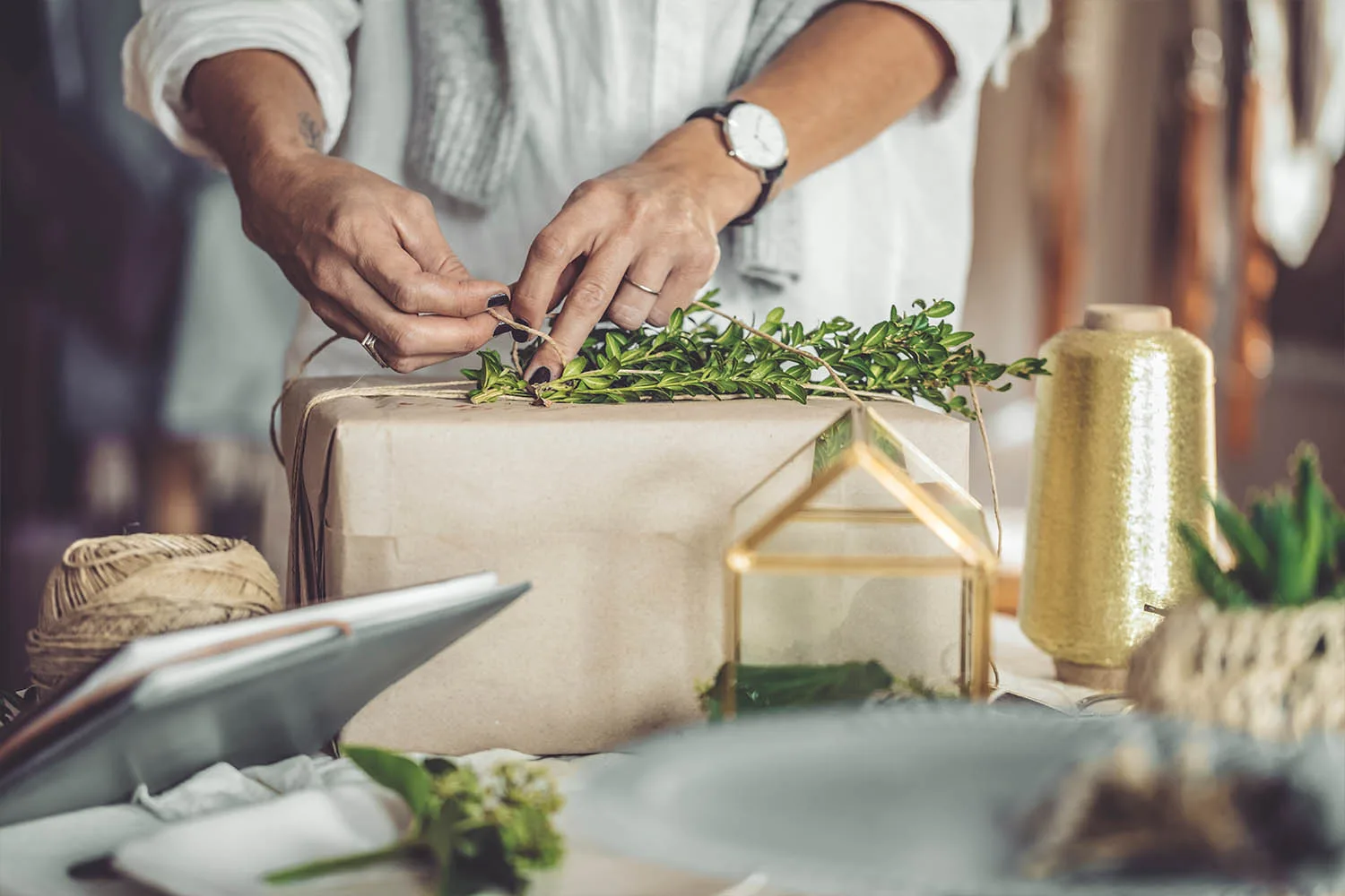 wrapping a gift