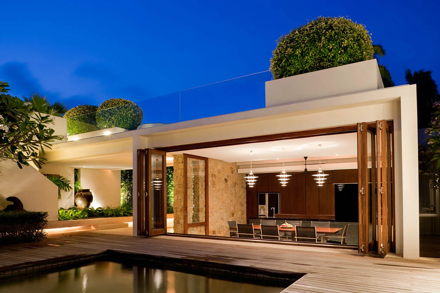 deck surrounding pool